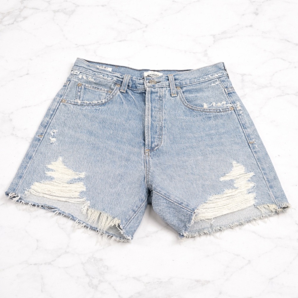 Citizens of Humanity Cutoff Shorts 25 Button Fly Distressed Denim High Rise USA